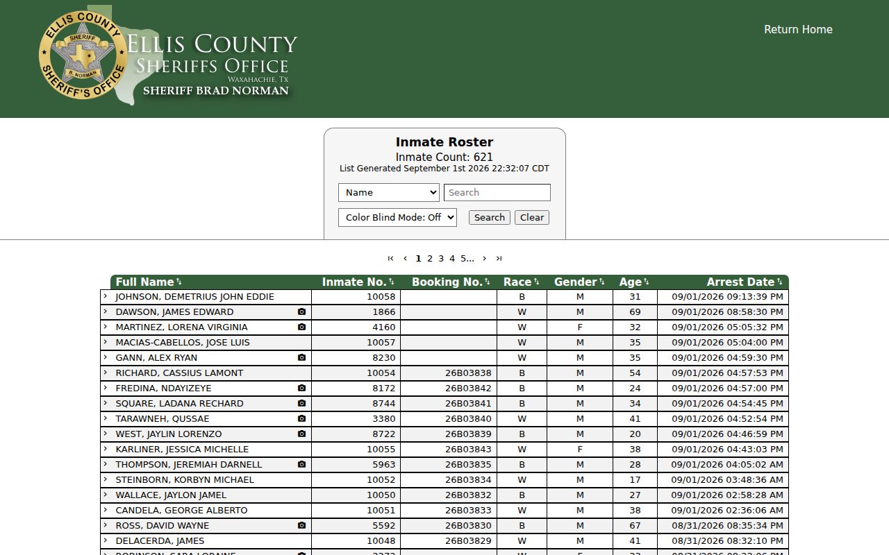 Waxahachie resident lookup Ellis County jail roster link